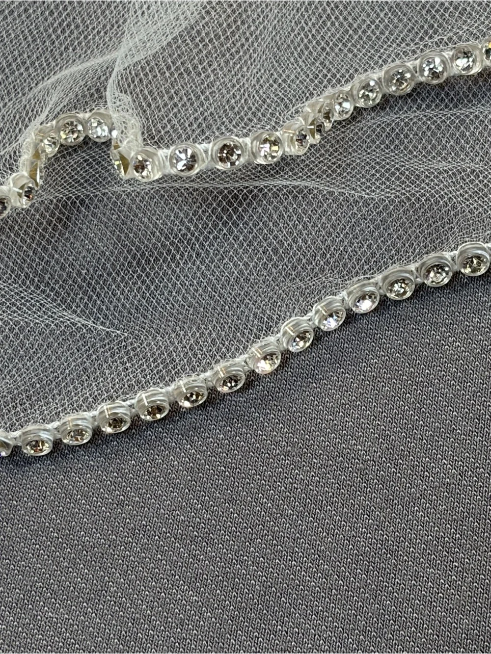 David's Bridal Soft White Two Tier Rhinestone Edge Bridal Veil Comb New USA Made - Picture 6 of 12